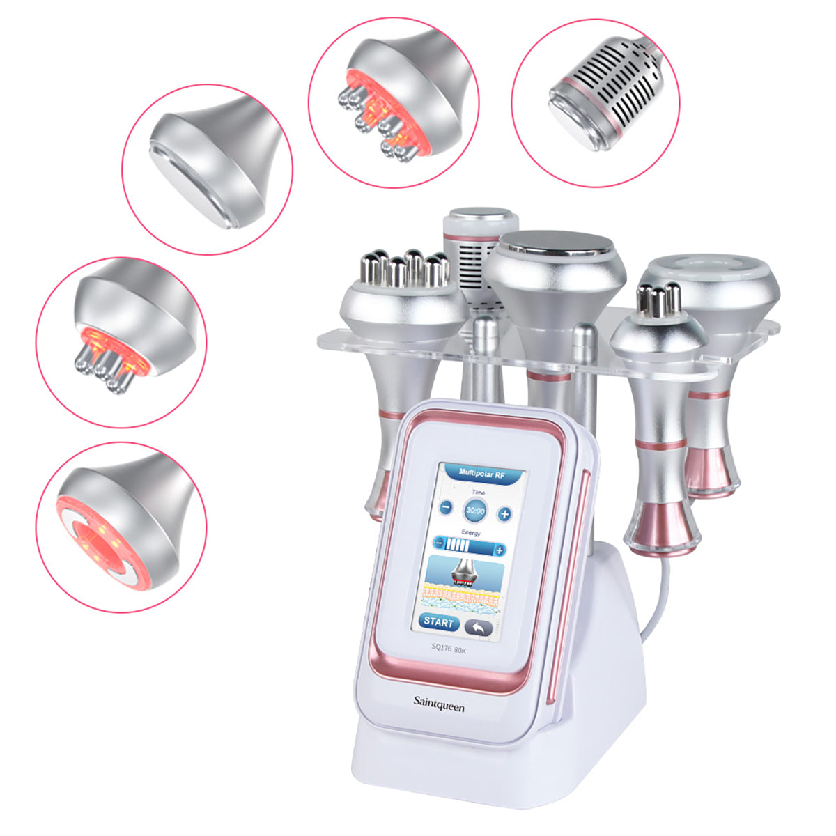 SQ176B Pro 5-i-1 80K kavitationsapparat med RF, vakuum og kølehoved Hovedbillede