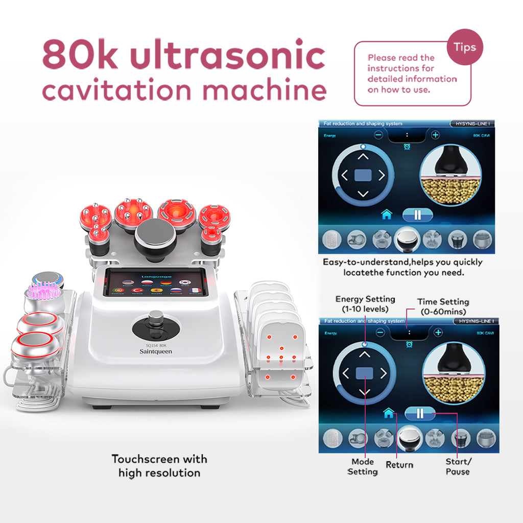 SQ154A Max 11-i-1 80K kavitationsapparat med laserplade, EMS og RF