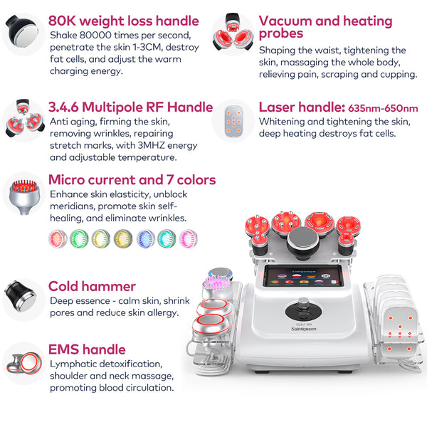 SQ154A Max 11-i-1 80K kavitationsapparat med laserplade, EMS og RF