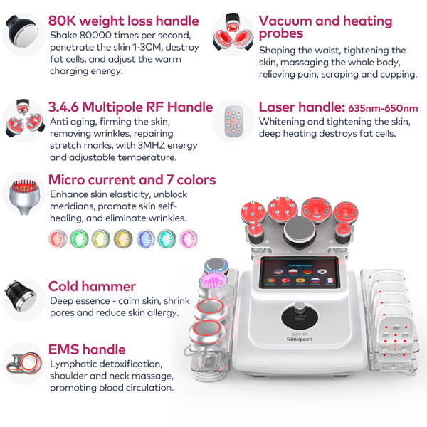 SQ154B Max 11-i-1 80K kavitationsapparat med laser, EMS, RF og LED