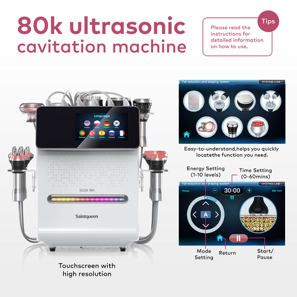 SQ126A Max 11-i-1 80K kavitationsapparat med laser, EMS, RF og vakuum