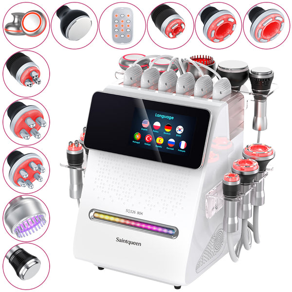 SQ126B Max 11-i-1 80K kavitationsapparat med laser, EMS, RF og vakuum
