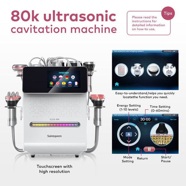 SQ126B Max 11-i-1 80K kavitationsapparat med laser, EMS, RF og vakuum