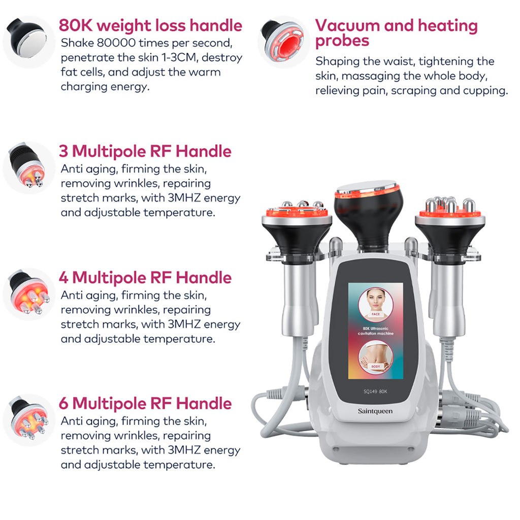 SQ149 Pro 5-i-1 80K kavitationsapparat med RF og vakuummassage