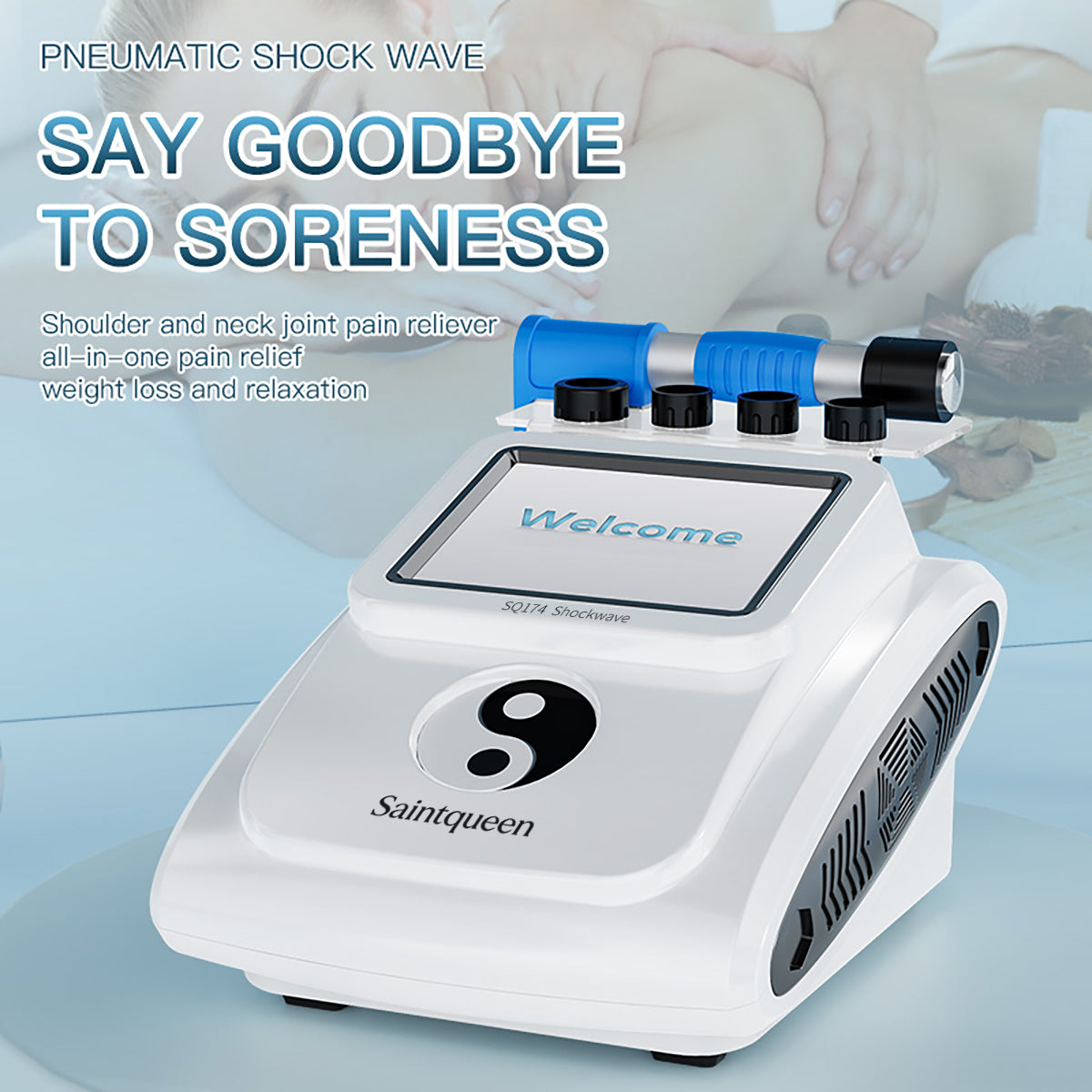 SQ174 pneumatisk kropsmassageapparat med 5 udskiftelige hoveder