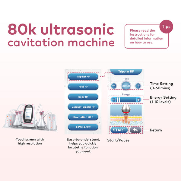 SQ54 Pro 6-i-1 80K kavitationsapparat med laser, RF og vakuummassage