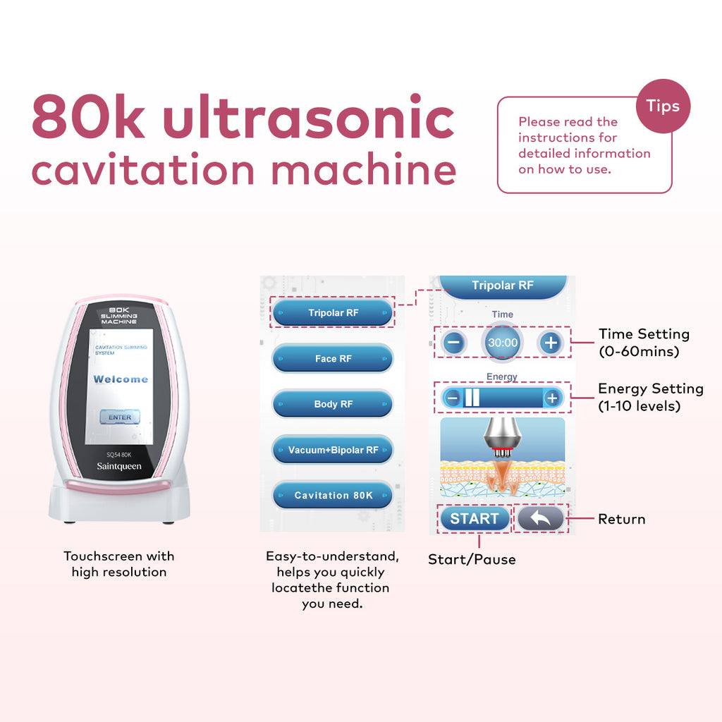 SQ54 Pro 5-i-1 80K kavitationsapparat med RF og vakuummassage