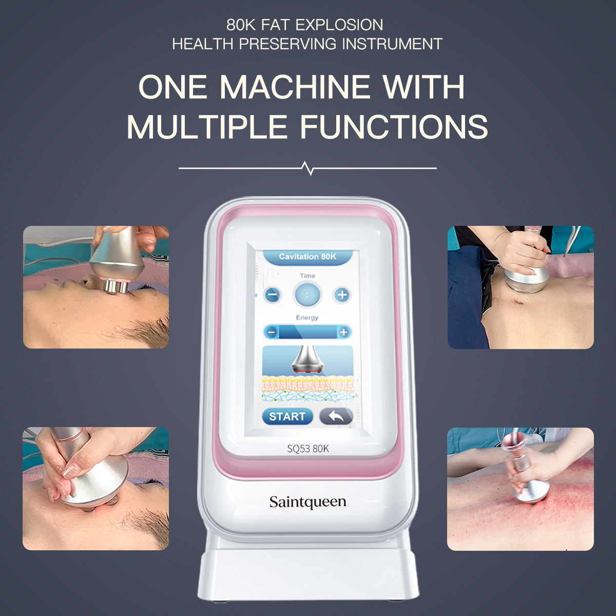 SQ53 Basic 3-i-1 80K kavitationsapparat med 3- og 4-polet RF