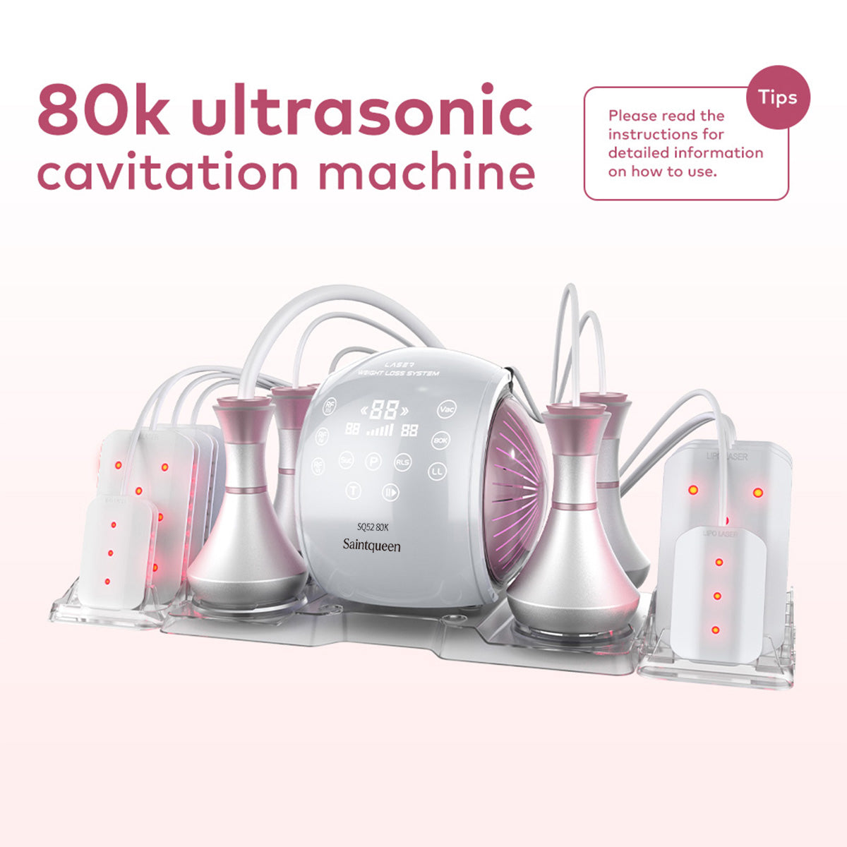 SQ52 Pro 6-i-1 80K kavitationsapparat med laser, RF og vakuum