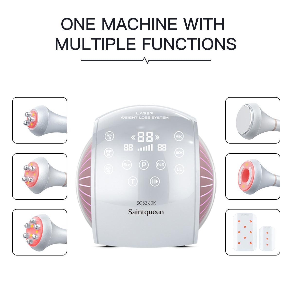 SQ52 Pro 6-i-1 80K kavitationsapparat med laser, RF og vakuum