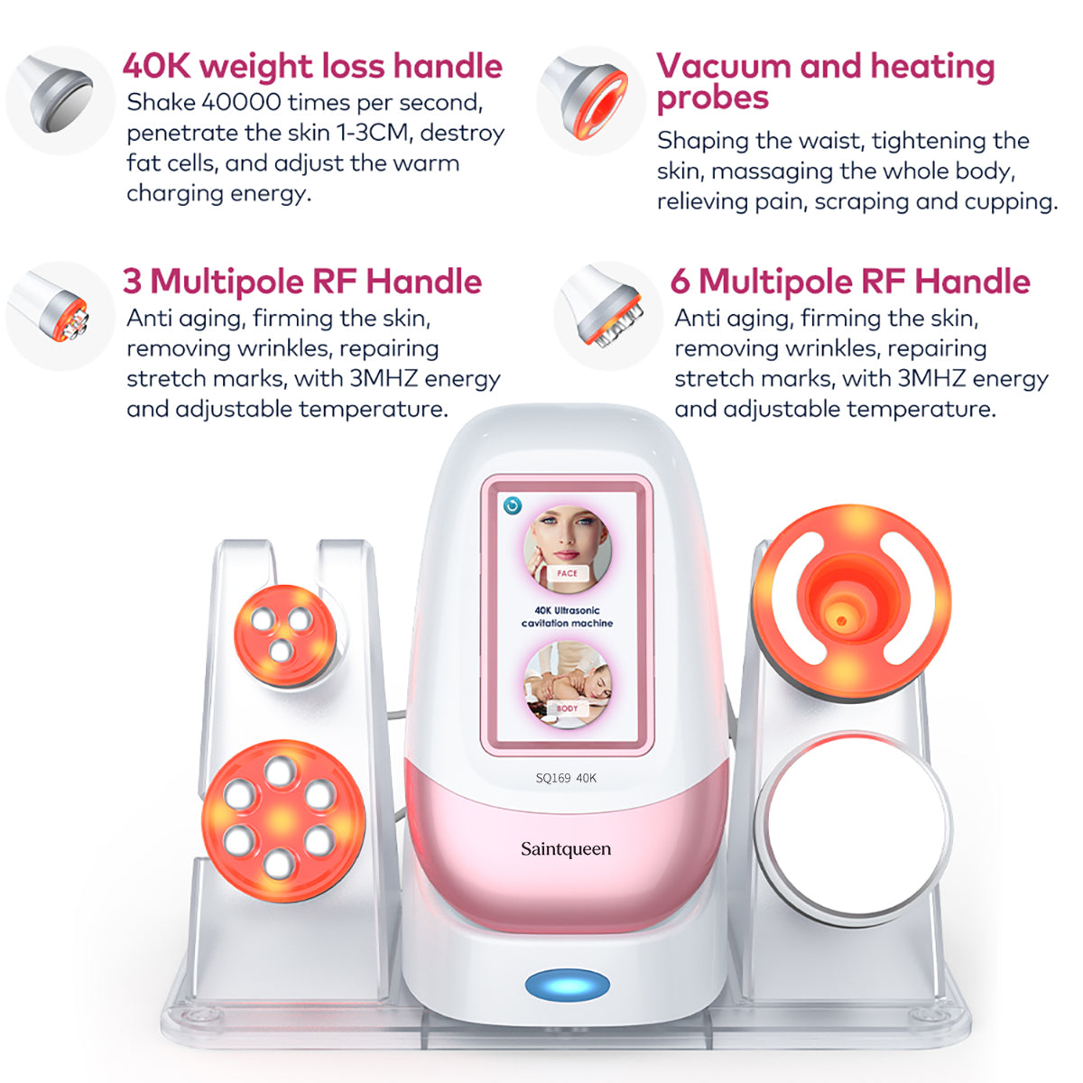 SQ169 Basic 4-i-1 40K kavitationsapparat med RF og vakuummassage Sekundært billede