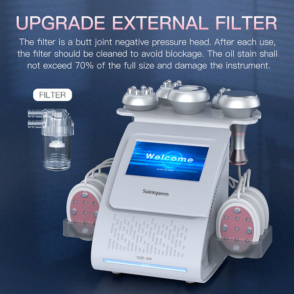 SQ85B Pro 6-i-1 80K kavitationsapparat med laser, EMS, RF og vakuum