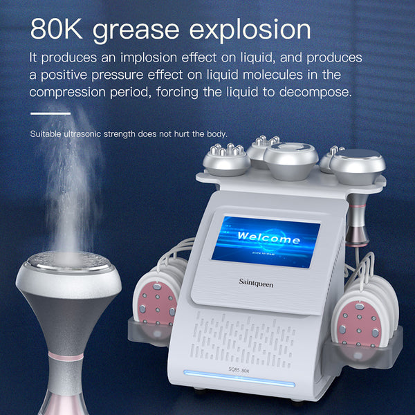 SQ85B Pro 6-i-1 80K kavitationsapparat med laser, EMS, RF og vakuum