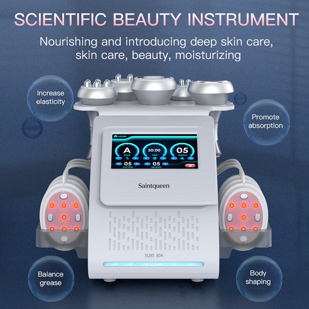 SQ85B Pro 6-i-1 80K kavitationsapparat med laser, EMS, RF og vakuum