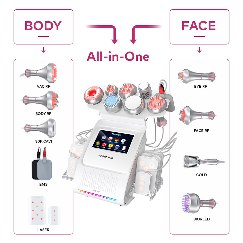 SQ85D Plus 9-i-1 80K kavitationsapparat med laser, EMS og mikrostrøm
