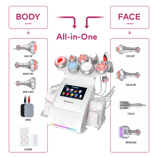 SQ85D Plus 9-i-1 80K kavitationsapparat med laser, EMS og mikrostrøm