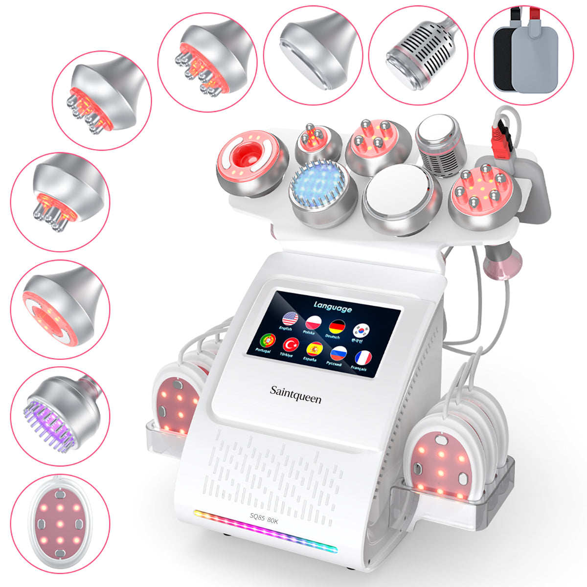 SQ85E Plus 9-i-1 80K kavitationsapparat med laserplade, EMS og RF