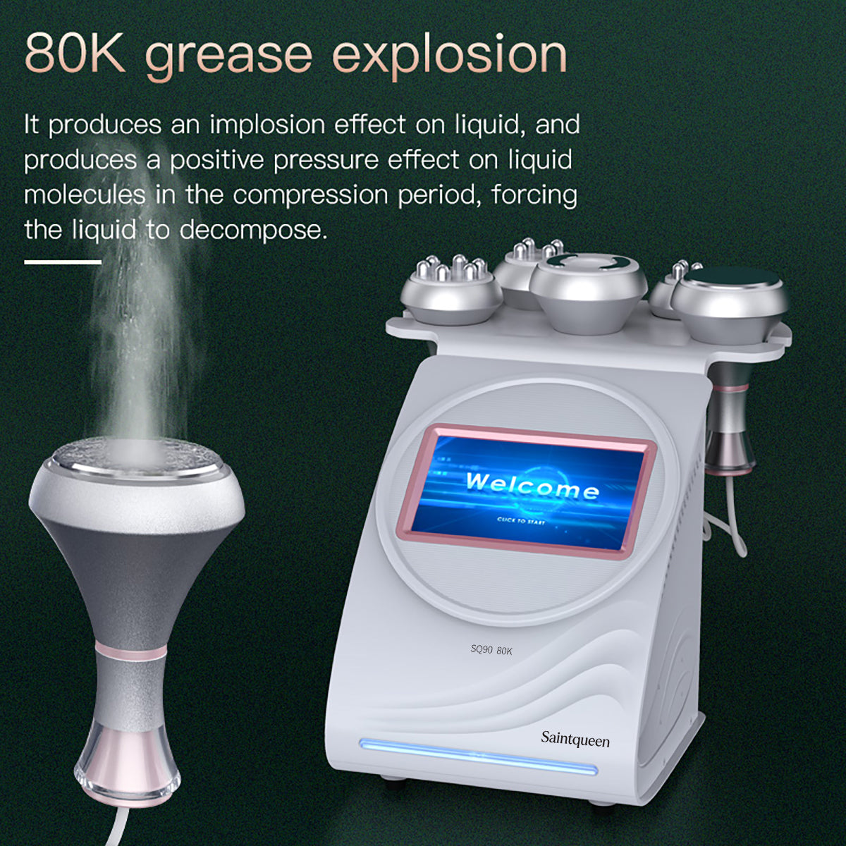 SQ90A Pro 5-i-1 80K kavitationsapparat med RF og vakuummassage