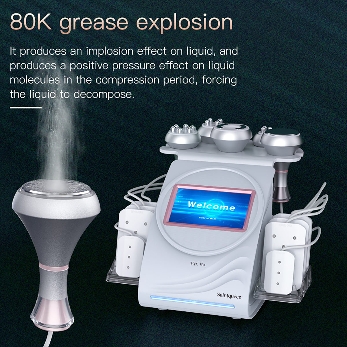 SQ90C Pro 6-i-1 80K kavitationsapparat med laser, RF og vakuum