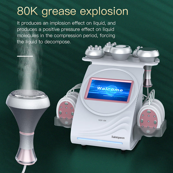 SQ90B Pro 6-i-1 80K kavitationsapparat med laser, EMS, RF og vakuum