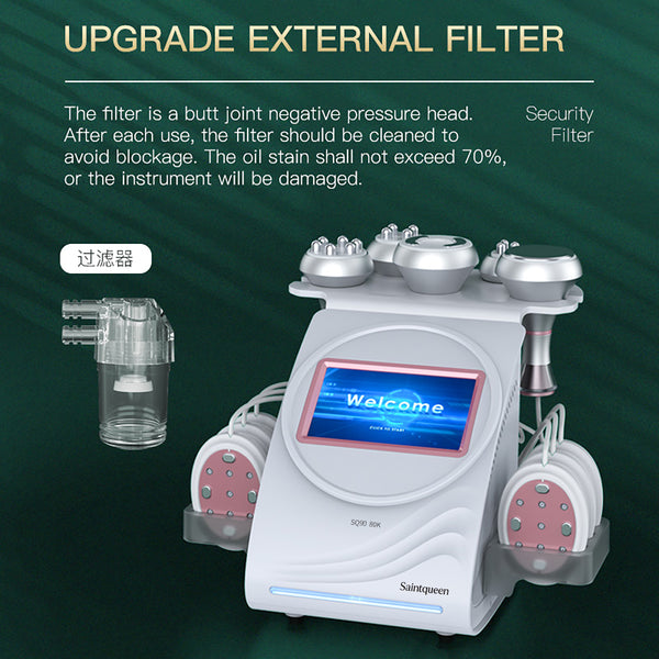 SQ90B Pro 6-i-1 80K kavitationsapparat med laser, EMS, RF og vakuum
