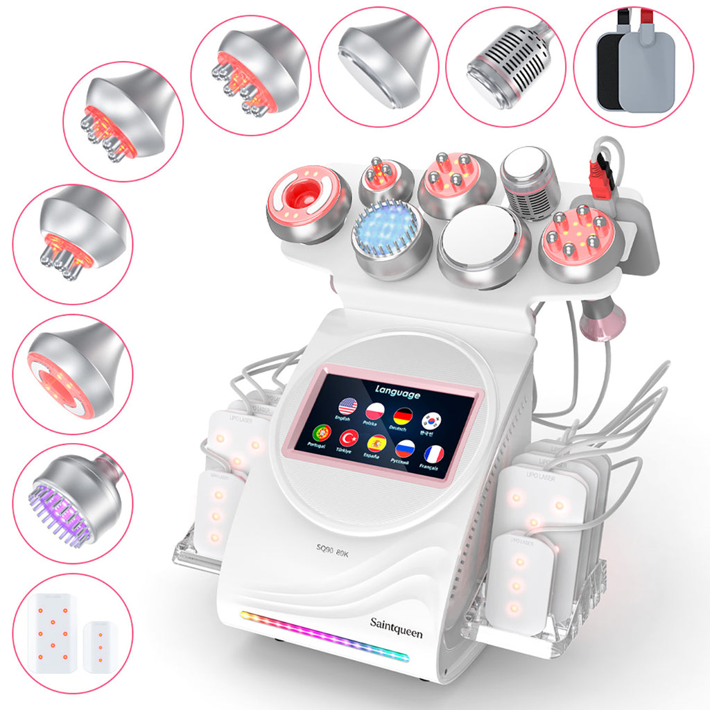 SQ90D Plus 9-i-1 80K kavitationsapparat med laser, RF og mikrostrøm