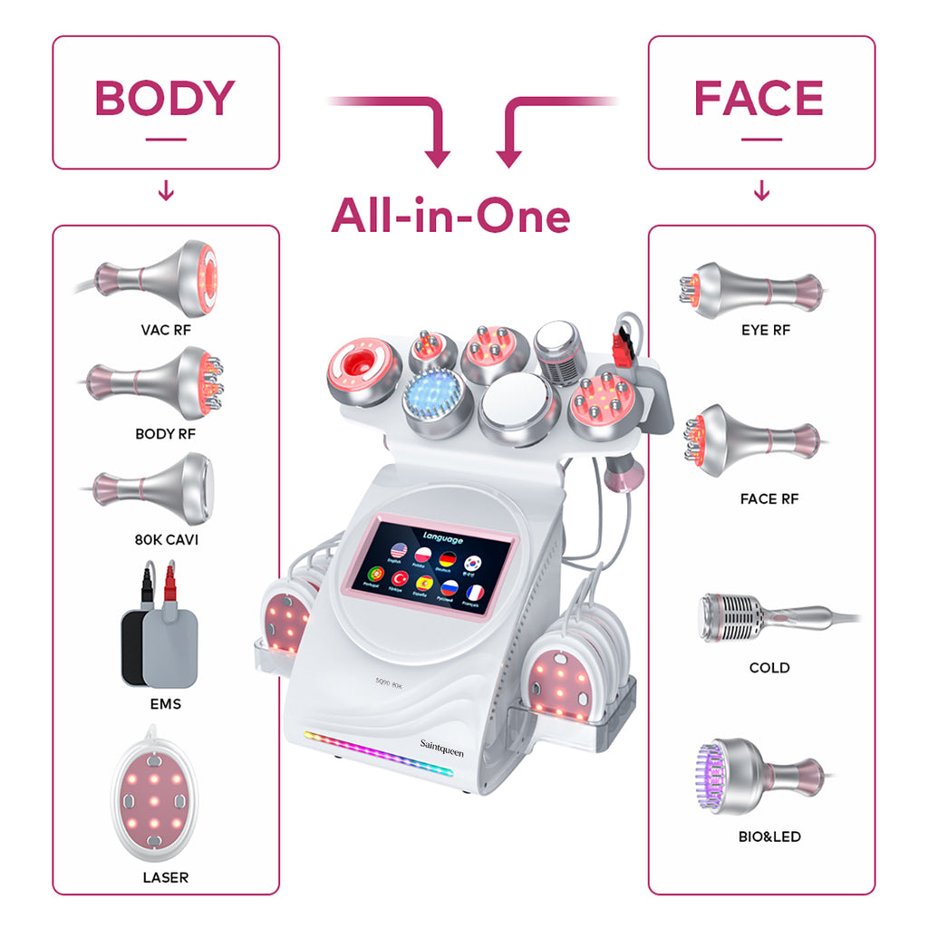 SQ90E Plus 9-i-1 80K kavitationsapparat med laser, EMS og RF