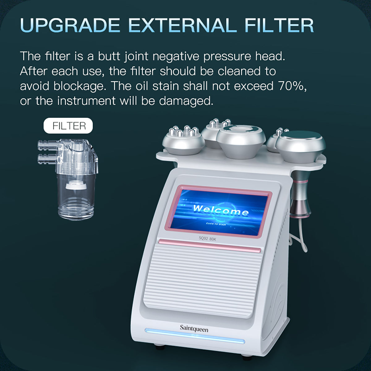 SQ92A Pro 5-i-1 80K kavitationsapparat med RF og vakuummassage