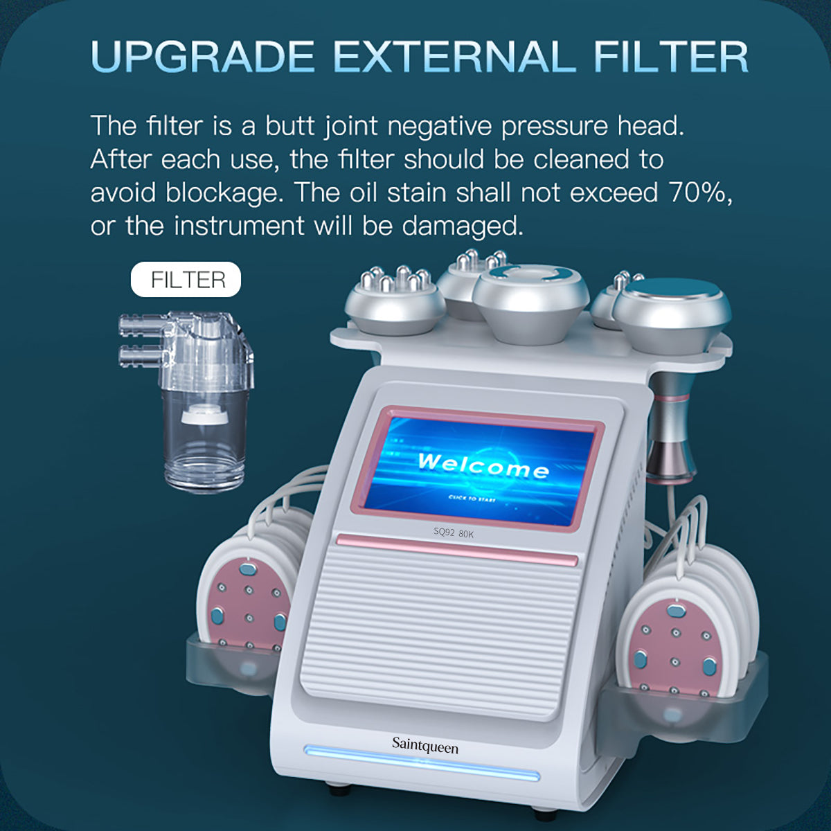 SQ92B Pro 6-i-1 80K kavitationsapparat med laser, EMS, RF og vakuum