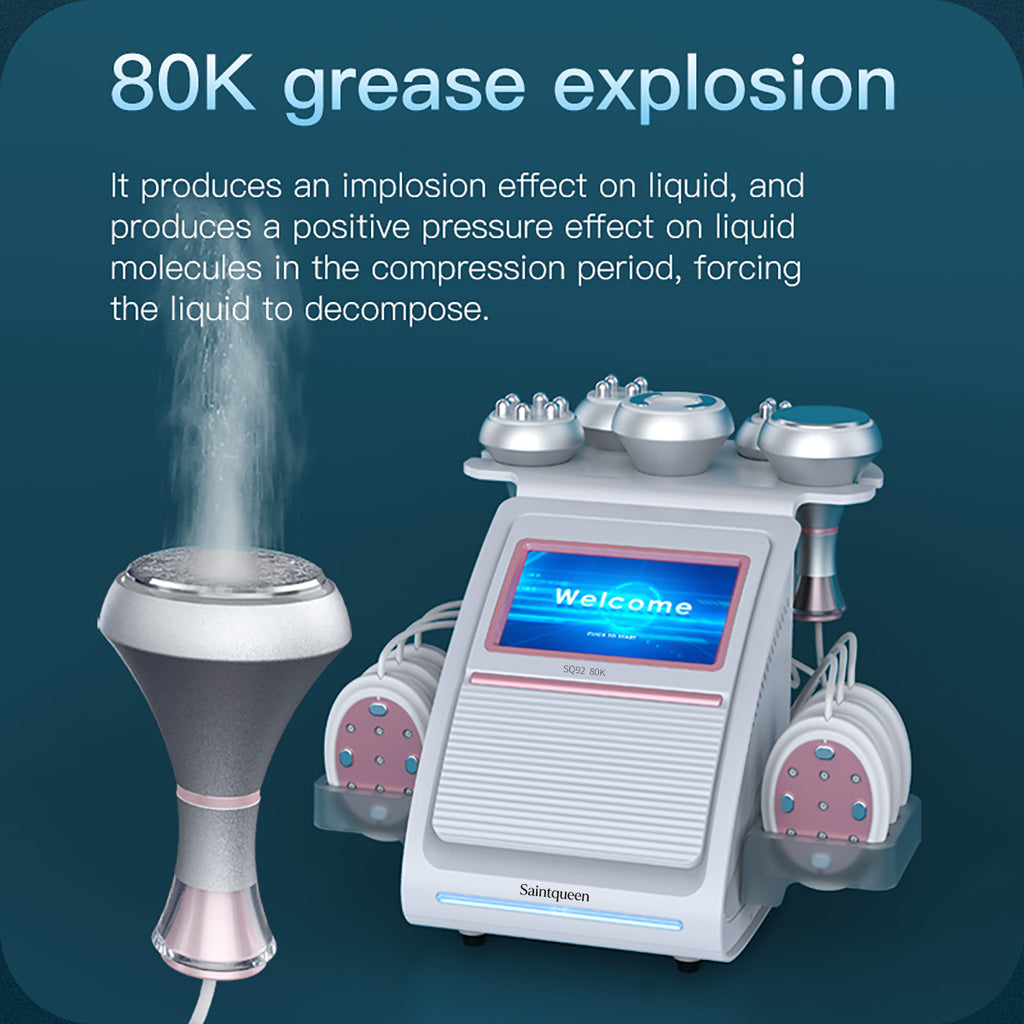 SQ92B Pro 6-i-1 80K kavitationsapparat med laser, EMS, RF og vakuum