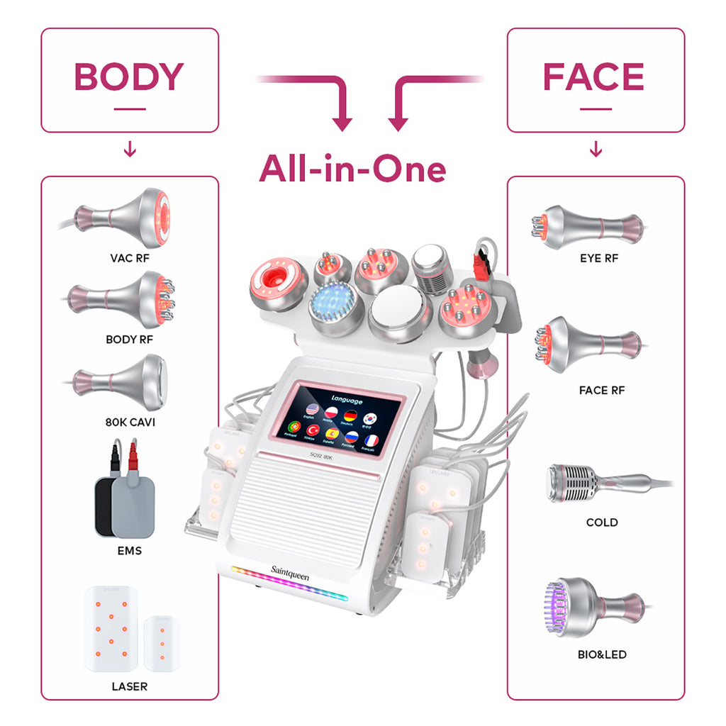 SQ92D Plus 9-i-1 80K kavitationsapparat med laser, RF og mikrostrøm