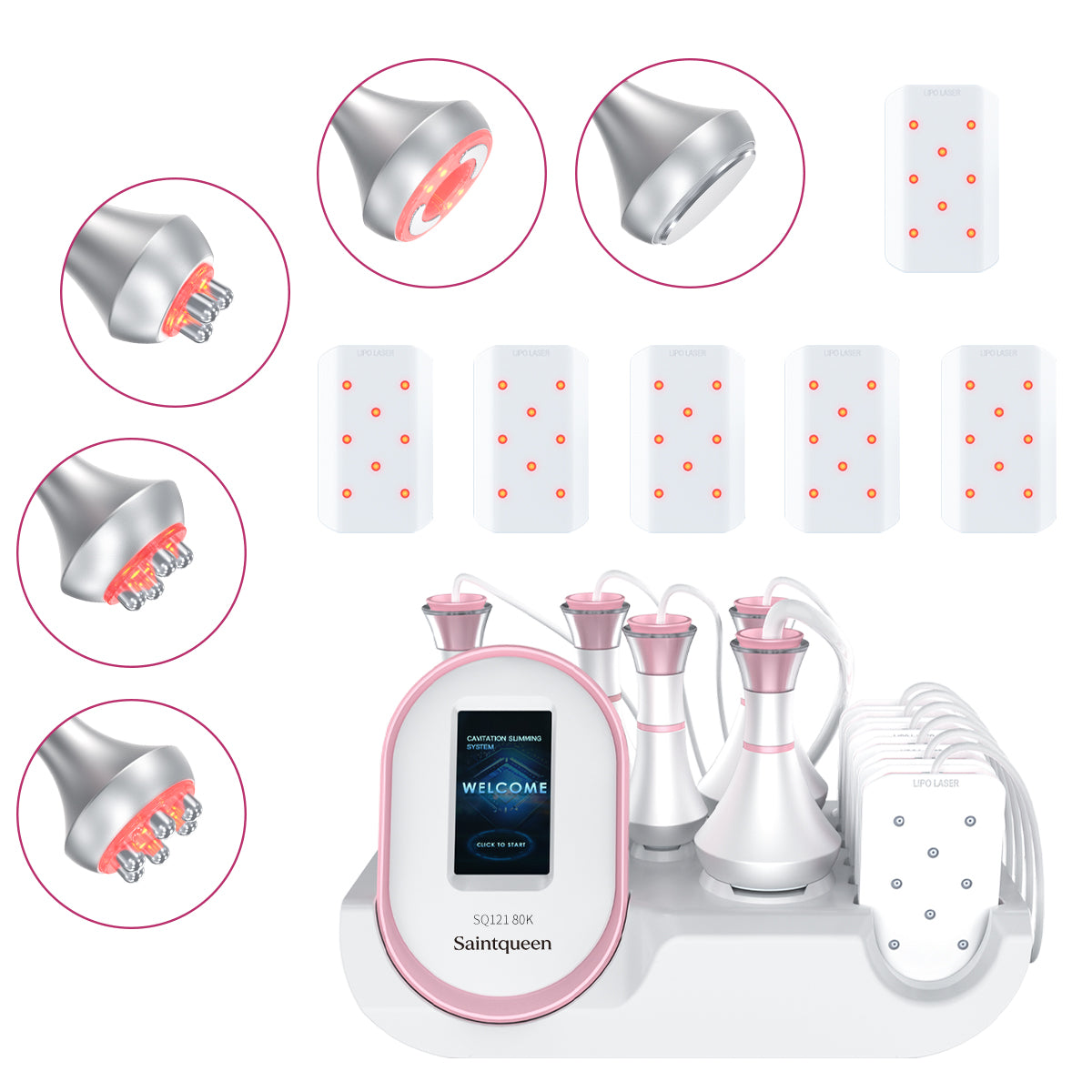 SQ121A Pro 6-i-1 80K kavitationsapparat med laserpuder, RF og vakuum Hovedbillede