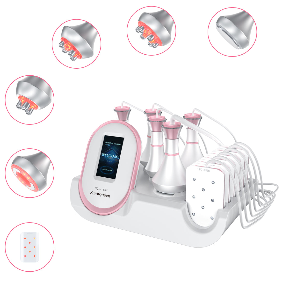 SQ121A Pro 6-i-1 80K kavitationsapparat med laserpuder, RF og vakuum