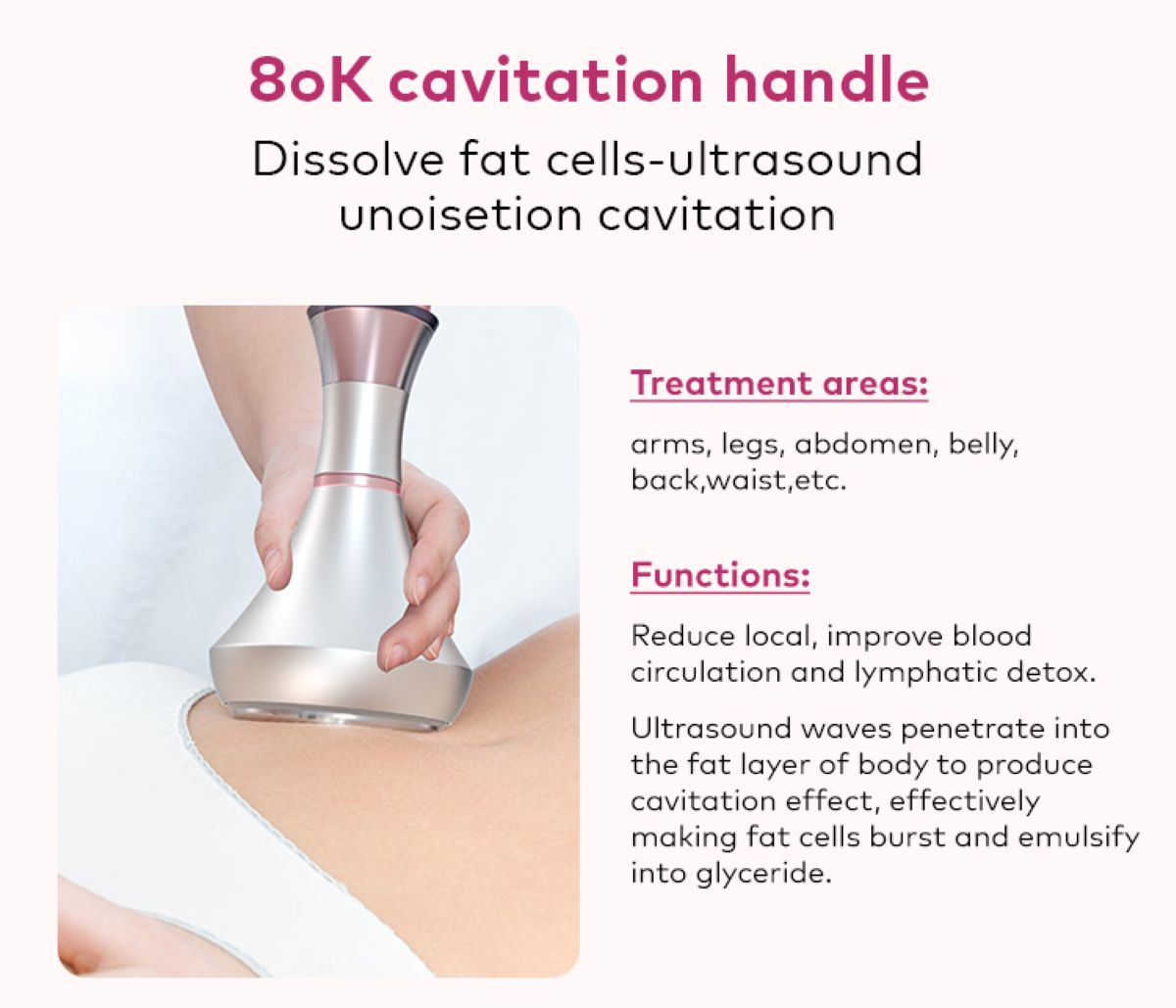 SQ121A Pro 6-i-1 80K kavitationsapparat med laserpuder, RF og vakuum