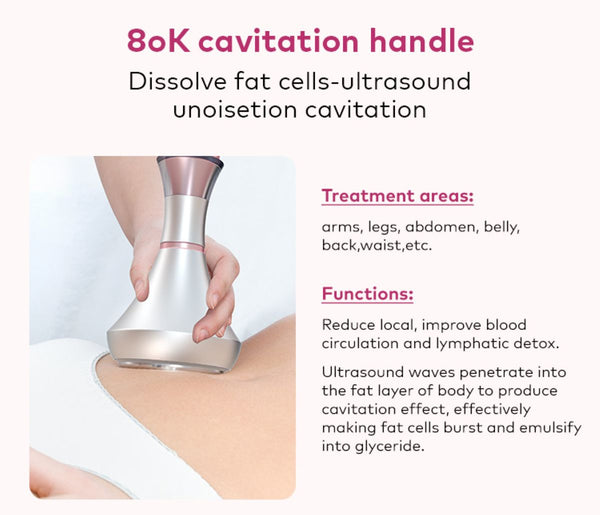 SQ121B Pro 6-i-1 80K kavitationsapparat med laser, EMS, RF og vakuum