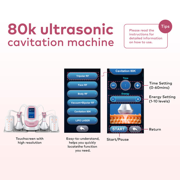 SQ95C Pro 6-i-1 80K kavitationsapparat med laser, RF og vakuum