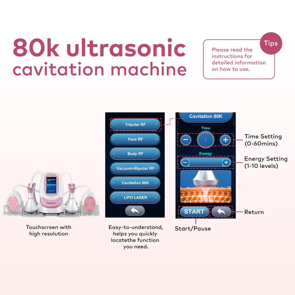 SQ95B Pro 6-i-1 80K kavitationsapparat med EMS, RF og vakuum