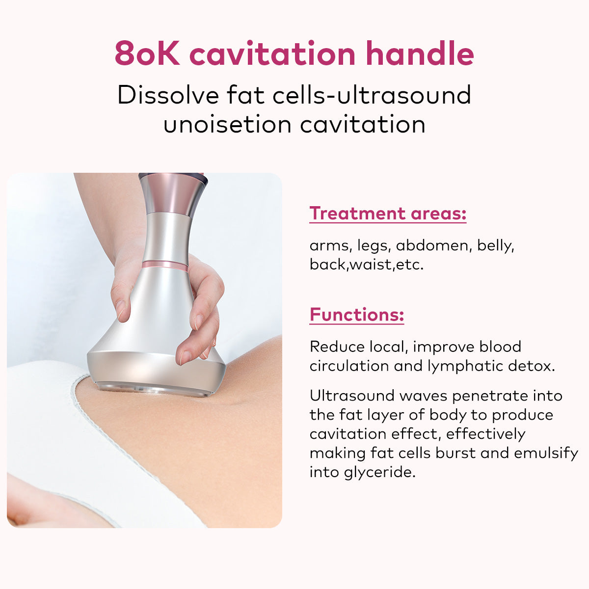 SQ96 Pro 6-i-1 80K-kavitationsapparat med ovale laserplader