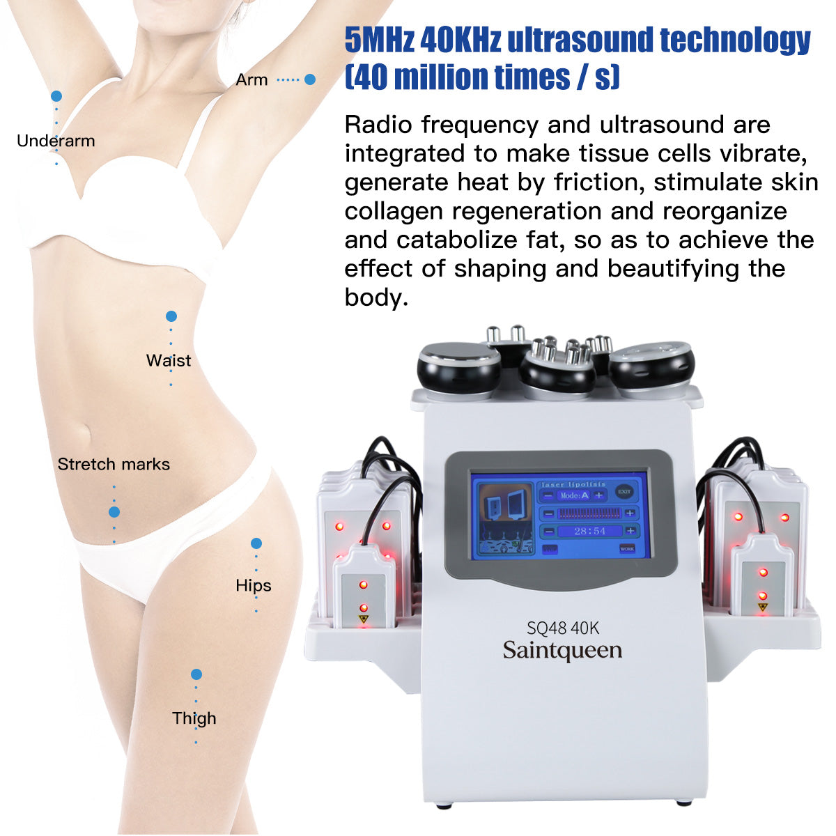 SQ48 Pro 6-i-1 40K-kavitationsapparat med laserplader