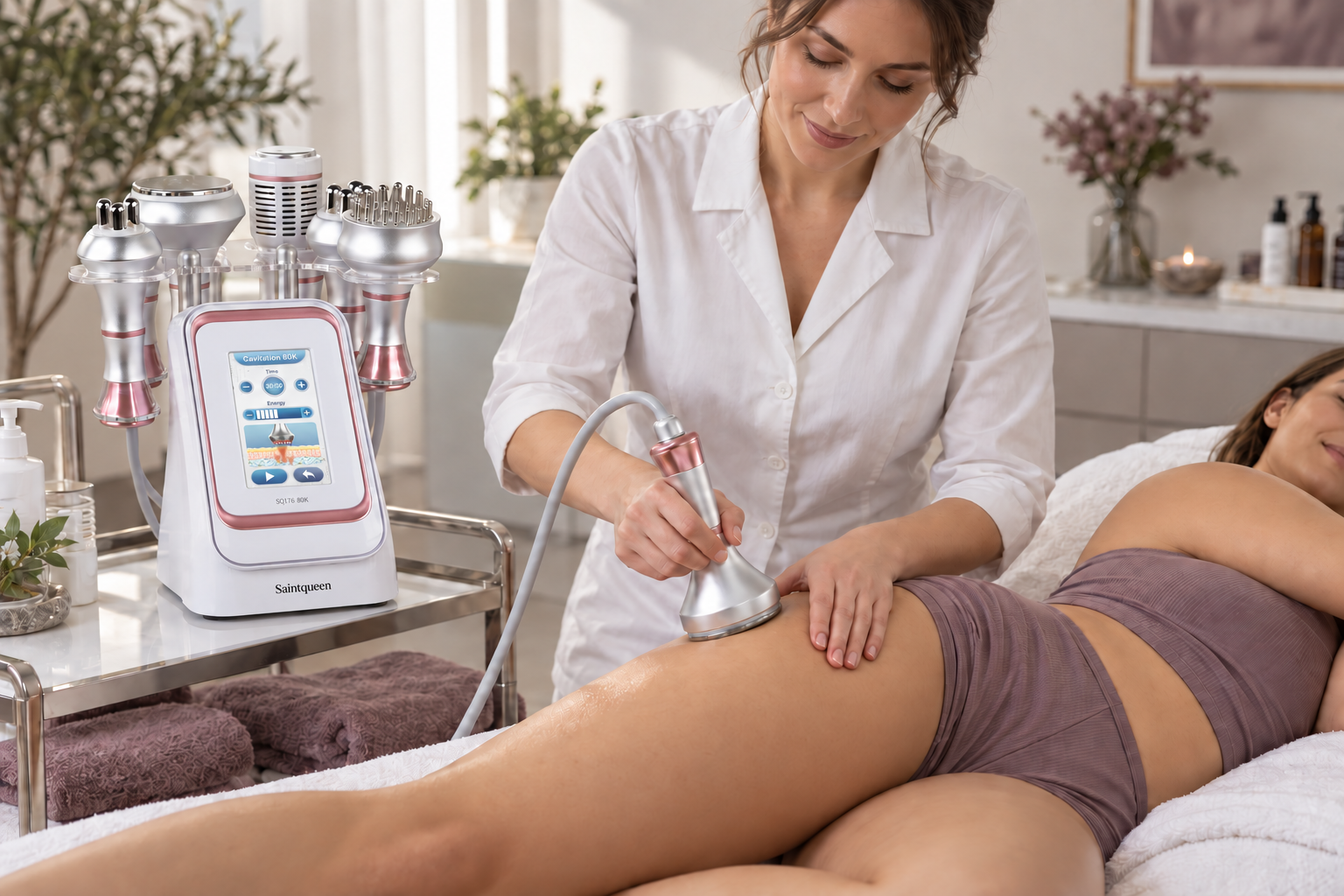 SQ176C Pro 6-i-1 80K kavitationsapparat med RF, vakuum, BIO og LED Sekundært billede